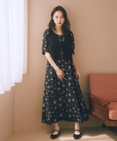 earth music&ecology レース切替フラワーロングワンピース