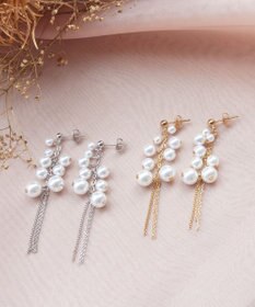 Tiaclasse パール＋タッセルチェーンピアス