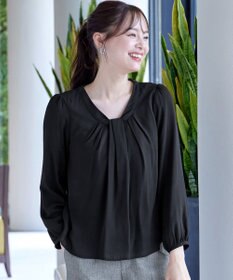 Tiaclasse 【スマート裏起毛】 ボウタイ風ブラウス