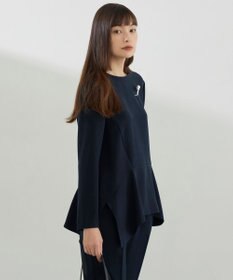 ICB 【洗える】ライトダブルクロス ペプラムブラウス