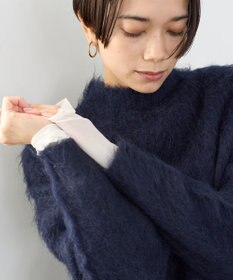 UNFILO 【洗える】アルパカシャギー ハイネッククロップドニット