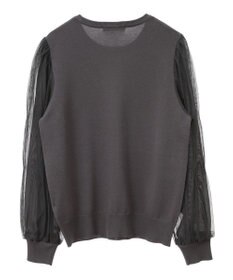 Green Parks 袖チュールマジョリカドッキングニットプルオーバー