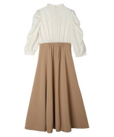 earth music&ecology ハイウエスト切り替えドッキングフレアワンピース