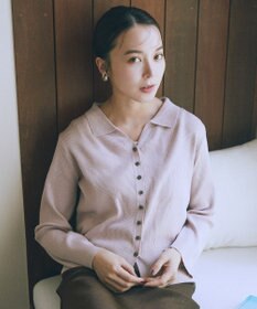 earth music&ecology 【接触冷感】襟付きニットカーディガン