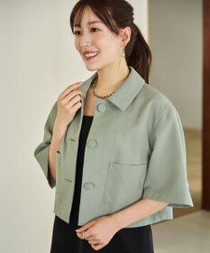 #Newans 【シワになりにくい】〈花乃まりあさんコラボ〉クロップドシャツジャケット