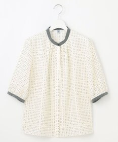 J.PRESS LADIES S 【洗える】ブロックドットプリント バンドカラー ブラウス
