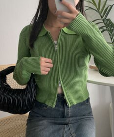 WEGO Wジップコンパクトニットカーデ