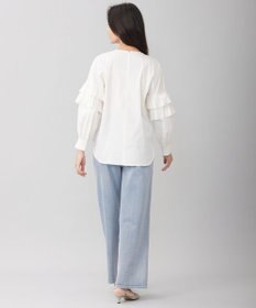 自由区 L 【洗える】タイプライターデザイン ブラウス