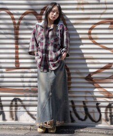 WEGO 【ユニセックス着用ITEM/MLサイズ展開】オンブレチェックフードシャツ（SS）