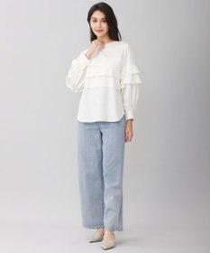 自由区 L 【洗える】タイプライターデザイン ブラウス