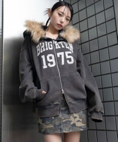 WEGO 裏起毛ファーフードBIGZIPパーカー