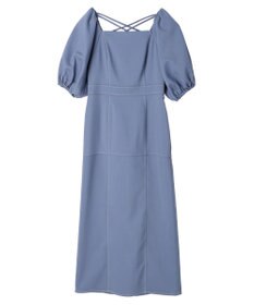 earth music&ecology 配色ステッチパフスリーブワンピース