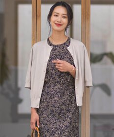 J.PRESS LADIES 【洗える・抗菌防臭】コットンアセテート クルーネック カーディガン