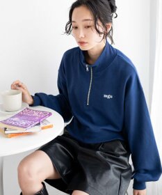 WEGO ハーフジップショートスウェット