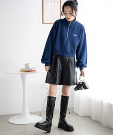 WEGO ハーフジップショートスウェット