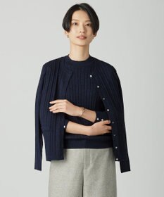 J.PRESS LADIES KNIT BASIC クルーネック カーディガン ネイビー系