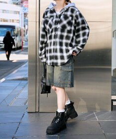 WEGO 裏毛フードチェックシャツ