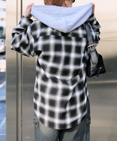 WEGO 裏毛フードチェックシャツ