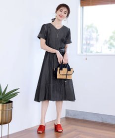 Tiaclasse デニムフレアワンピース