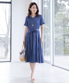 Tiaclasse L デニムフレアワンピース