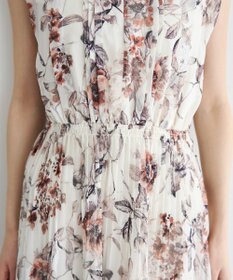 YECCA VECCA 【追加生産】フラワー柄シアープリーツワンピース