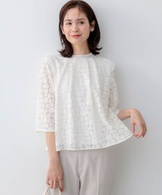 組曲 L フラワーラッセルレーススタンド襟 ブラウス