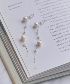 Phoebe 【金属アレルギー対応】パールドロップロングピアス　シルバー