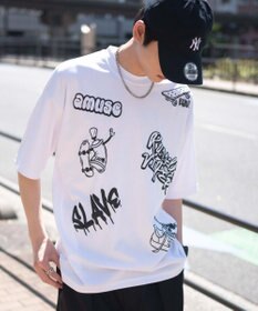 WEGO アクセ付きラフガキグラフィックT（SS）