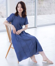 Tiaclasse L デニムフレアワンピース