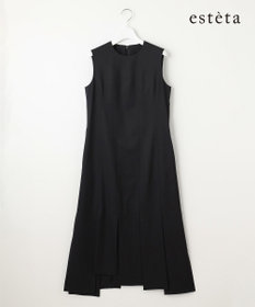 23区 L 【エステータ】ウールシルクギャバジン ランダムヘム ワンピース