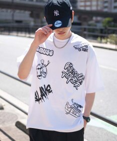 WEGO アクセ付きラフガキグラフィックT（SS）