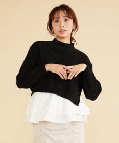 Feroux 【洗える】ラッフルレイヤード ニット