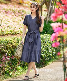 Tiaclasse デニムフレアワンピース