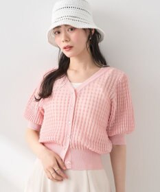 earth music&ecology シアーチェックカーディガン