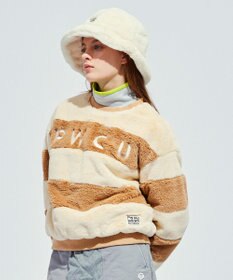 PW CIRCULUS 【ふわもこあったか/防寒/裏地付】【WOMEN】ボーダーフェイクファープルオーバー