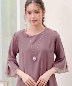 Tiaclasse 【新色追加・洗える】シフォンフレア袖チュニックブラウス