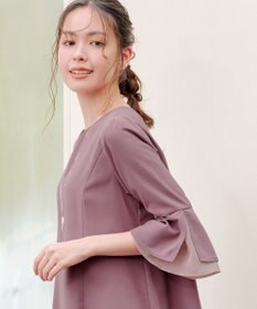 Tiaclasse 【新色追加・洗える】シフォンフレア袖チュニックブラウス