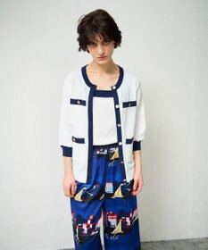 GRACE CONTINENTAL 配色ニットカーディガン