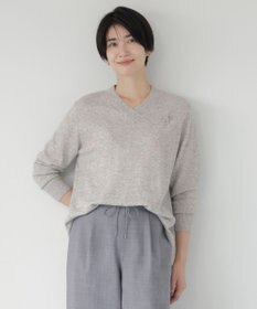 J.PRESS LADIES L 【洗える】CASHMERE BLEND Vネック プルオーバーニット