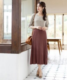 Tiaclasse L 【洗える】1枚で着映えするプリーツニットワンピース