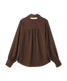 YECCA VECCA ドット柄レースボウタイ付きVネックブラウス