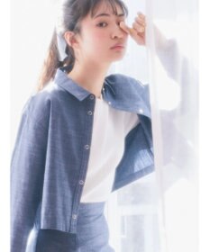 earth music&ecology ドットボタン５分袖リブプルオーバー