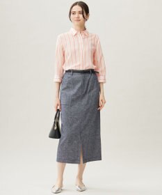 自由区 【ドラマ「明日はもっと いい日になる」着用】【接触冷感・吸水速乾・洗える】ナチュラルリネンクロップド丈 シャツ