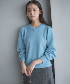 組曲 【8色展開・前後着用可】ウールカシミヤミックス パフスリーブ ニット