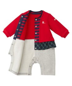 MIKI HOUSE HOT BISCUITS 【70-80cm】カーディガン重ね着風 7分丈カバーオール