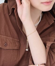 Phoebe スリムチェーンパールスライドブレスレット　ゴールド