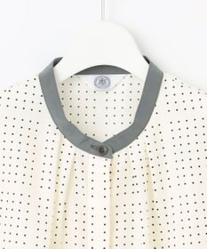 J.PRESS LADIES S 【洗える】ブロックドットプリント バンドカラー ブラウス