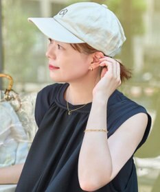 Phoebe 【金属アレルギー対応】ワンタッチビジューフープミニピアス　ゴールド/サージカルステンレス