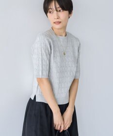 AMERICAN HOLIC ケーブル５分袖ニットプルオーバー