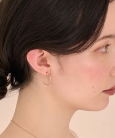 Phoebe 〈金属アレルギー対応〉ファインスレッドフープセラミックポストピアス シンプル/フープピアス